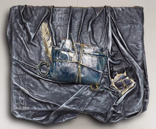 „Pandora‘s Package“, Collage Acryl auf Leinwand 2023, 55 cm x 46 cm